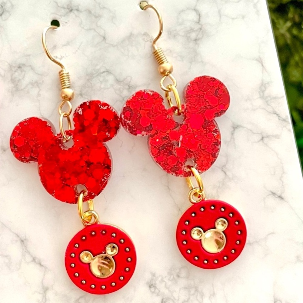 Red and Gold Mickey Earrings